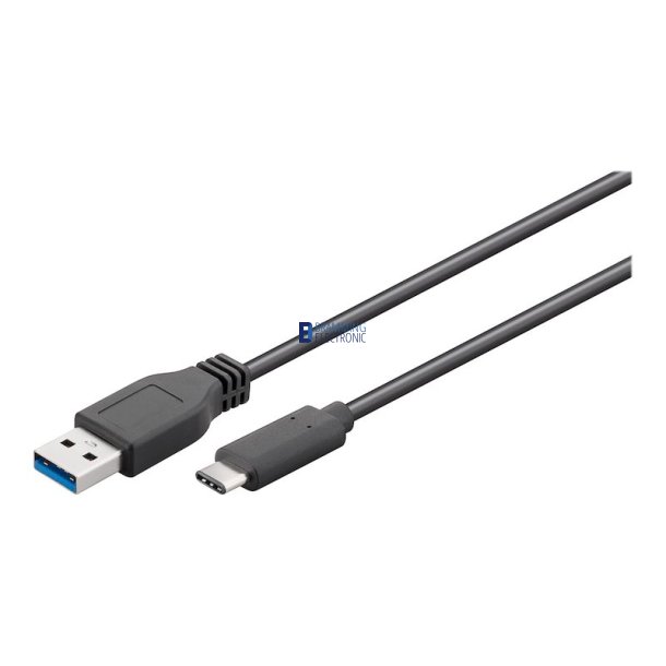 Oplader-/synk kabel / , USB-C han til USB-A han, 3m, sort (USB 3.0)