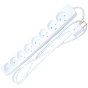 Stikdse brnesikret m. dummyhuller 8-vejs 1,5m hvid