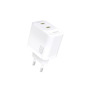Dudao A28PEU 45W GaN Oplader &ndash; 2x USB-C Hurtigoplader Hvid
