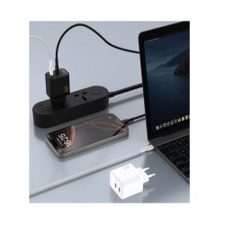 Dudao A28PEU 45W GaN Oplader &ndash; 2x USB-C Hurtigoplader Hvid