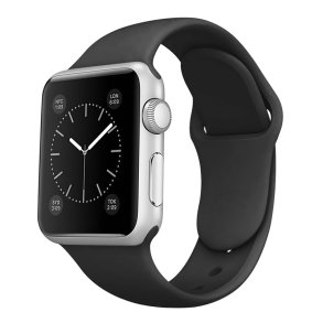 Apple Watch 42 / 44 / 45 / 46mm, Ur-rem i sort silikone (S/M)