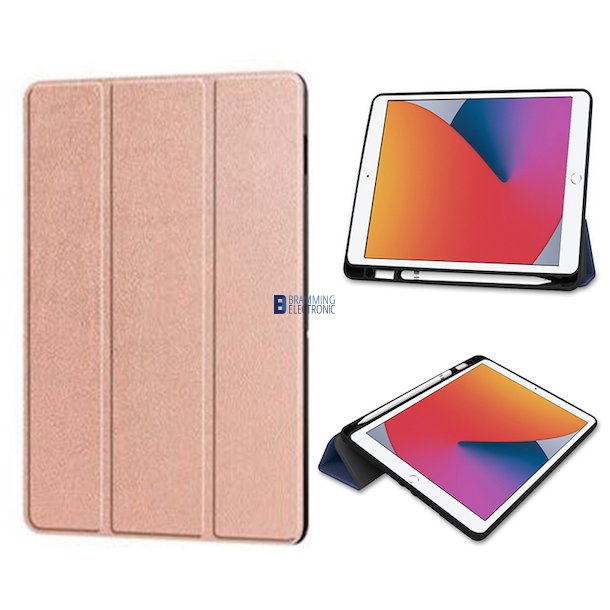 iPad Mini 6, Flip ldercover med pen holder i Rosenguld