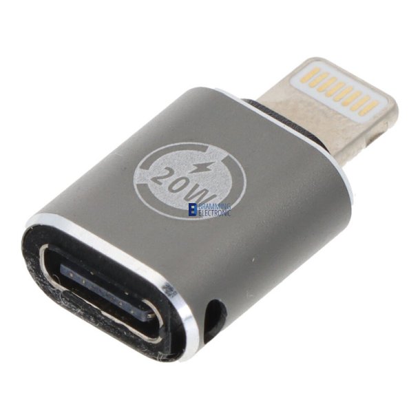 Adapter USB-C hun til Lightning han, i sort