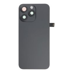 iPhone 15 Pro Max, Bagside i Sort (Black Titanium) med flex kabel