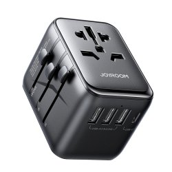 JOYROOM JR-TCW01 Universal Rejseadapter 17W &ndash; USB-C + 3 USB til 200+ Lande