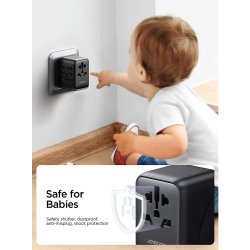 JOYROOM JR-TCW01 Universal Rejseadapter 17W &ndash; USB-C + 3 USB til 200+ Lande