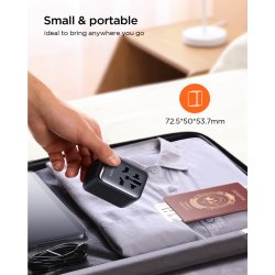 JOYROOM JR-TCW01 Universal Rejseadapter 17W &ndash; USB-C + 3 USB til 200+ Lande