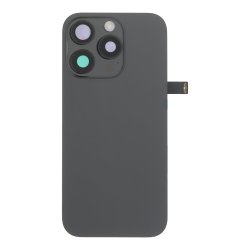 iPhone 16 Pro Komplet Bagside Sort med Flex Kabel &ndash; OEM Bagglas med Logo