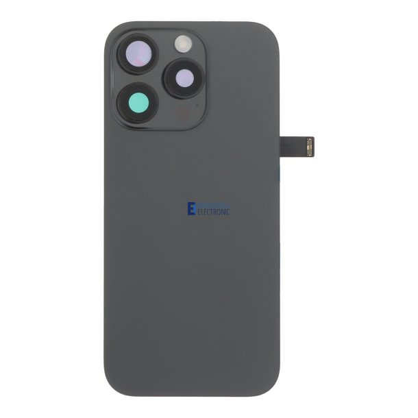 iPhone 16 Pro Komplet Bagside Sort med Flex Kabel &ndash; OEM Bagglas med Logo