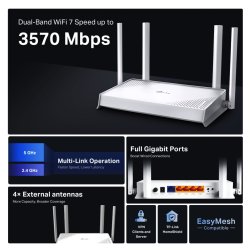 TP-Link Archer BE220W BE3600 WiFi 7 Router &ndash; Dual-Band 3.6 Gbps & EasyMesh 
