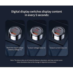 Baseus Bil lader USB/USB-C i Sort