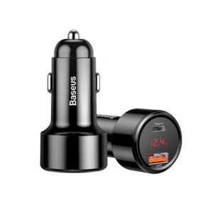 Baseus Bil lader USB/USB-C i Sort
