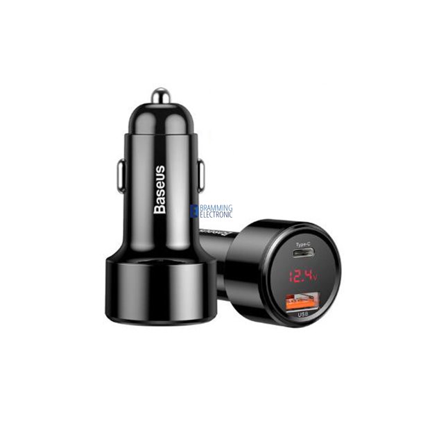 Baseus Bil lader USB/USB-C i Sort