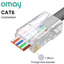 Modularstik 8/8 RJ45 Cat6 (Pass Through) Uskrmet, 5 stk.
