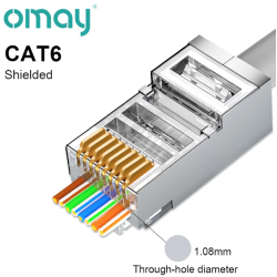 Modularstik 8/8 RJ45 Cat6 (Pass Through) skrmet, 5 stk.