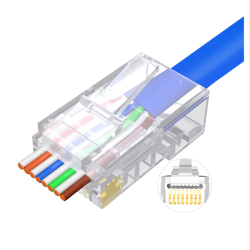 Modularstik 8/8 RJ45 Cat6 (Pass Through) Uskrmet, 5 stk.