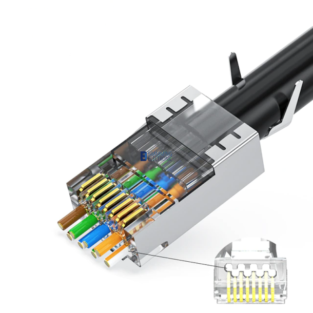 Modularstik 8/8 RJ45 Cat6A (Pass Through) skrmet, 5 stk.