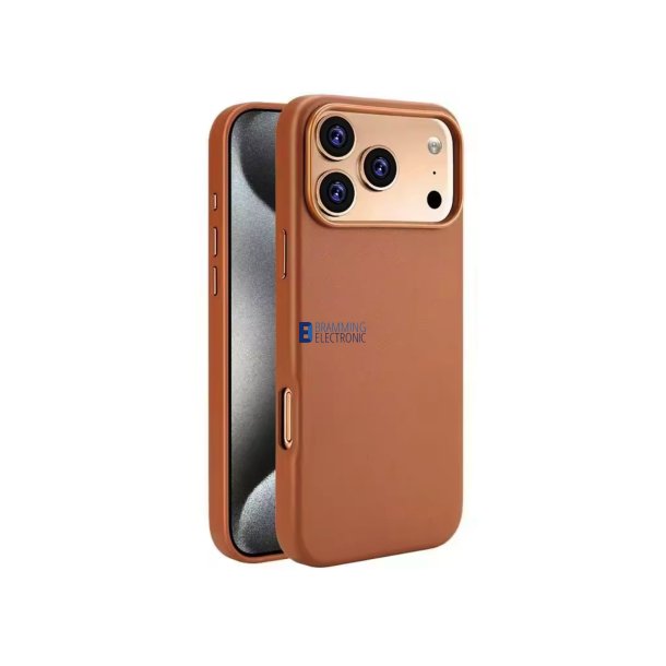 LuxCow MagSafe Cover til iPhone 16 Pro Brun &ndash; PU L�der Cover med Tr�dl�s Opladning