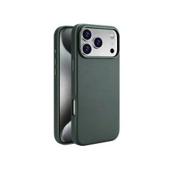 LuxCow MagSafe Cover til iPhone 16 M�rk Gr�n &ndash; Premium PU L�der Cover med Tr�dl�s Opladning