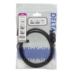 DisplayPort kabel, 1m, 8K, DP 1.4, DSC 1.2, sort