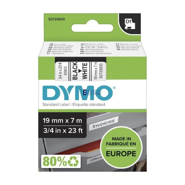 Dymo Tape D1 19mm x 7m black/white