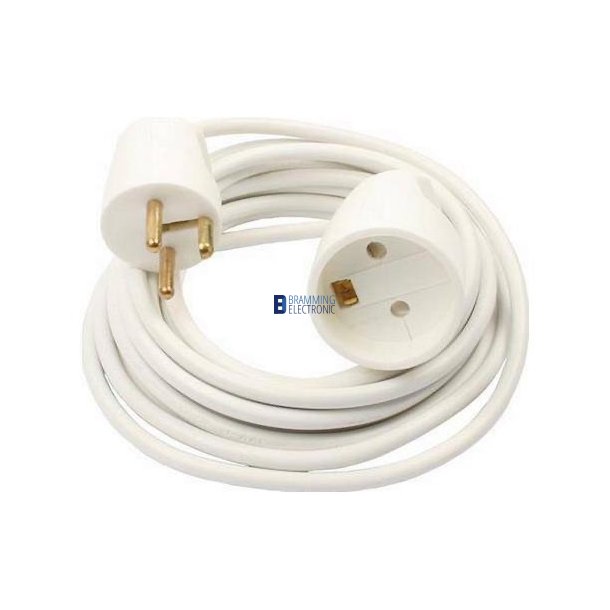 Forlngerledning med jord 5 meter - hvid