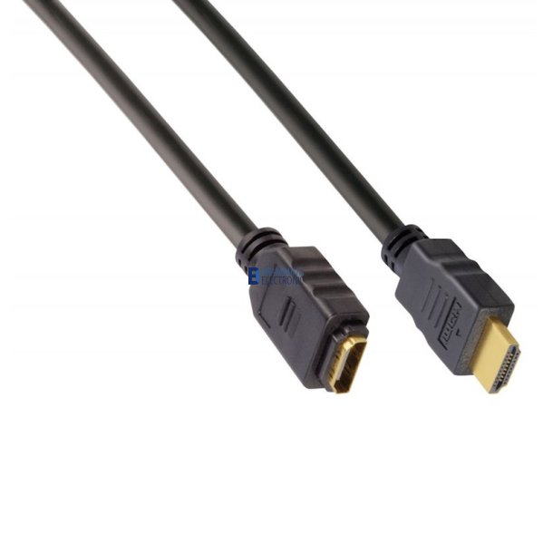 HDMI forlnger, 1 meter i sort