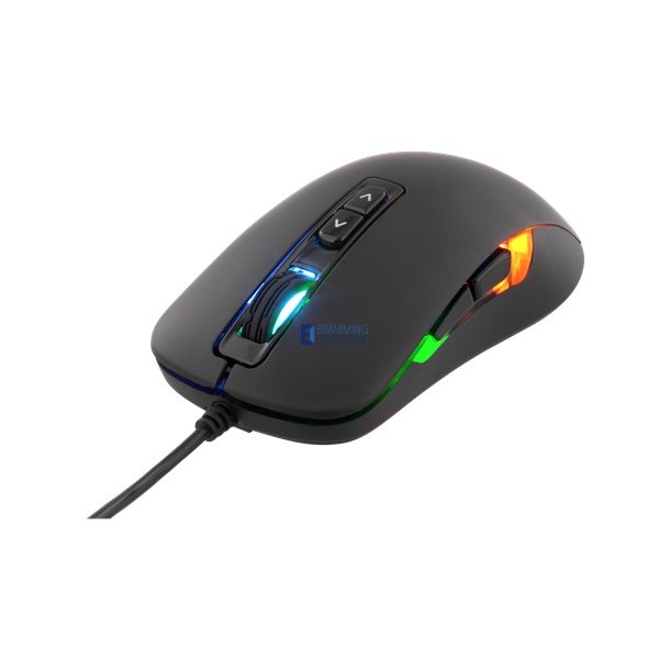 Optisk gaming mus, 7 knapper, LED-belysning, USB, sort