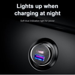 Baseus Bil lader, USB-A / USB-C i Sort