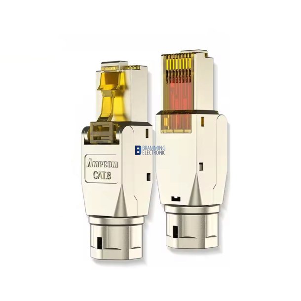 RJ45 Cat8 Stik Tool-less Sk�rmet Metal &ndash; AMPCOM 2 stk.