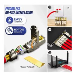 RJ45 Cat8 Stik Tool-less Sk�rmet Metal &ndash; AMPCOM 2 stk.