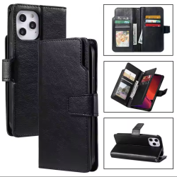 iPhone 14 Pro Max, Ldercover med plads til kreditkort i sort (9 kort)