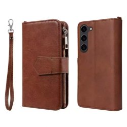 iPhone 12 / 12 Pro, Luksus ldercover med plads til 8 kreditkort (Brun)