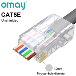 Modularstik 8/8 RJ45 Cat5E (Pass Through) Uskrmet, 5 stk.