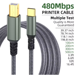 USB-C han - Type B han, 3m i Gr (Printer kabel)