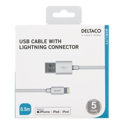 Opladerkabel Lightning - Usb-A, 0.5m, hvid