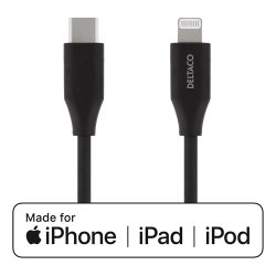 USB-C til Lightning kabel, 2m, USB 2.0, sort