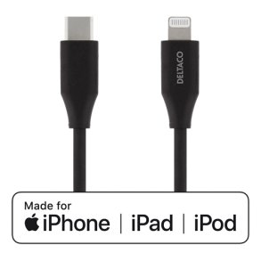 USB-C til Lightning kabel, 2m, USB 2.0, sort