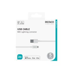 Opladerkabel Usb-A - Lightning, 2m, hvid