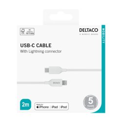 USB-C til Lightning kabel, 2m, hvid