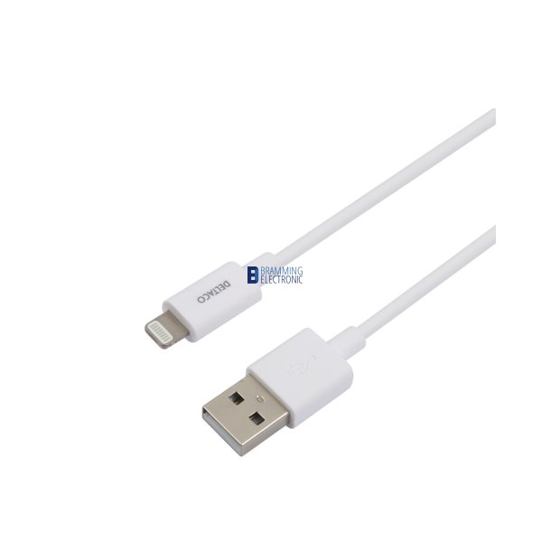 USB-A til Lightning Kabel 1 Meter Hvid &ndash; MFi Certificeret Oplader- & Synkroniseringskabel 2.4A