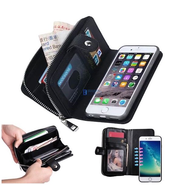 iPhone 6/6s/7/8/SE 2020/SE 2022 Lderpung i sort