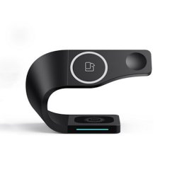 4i1 magnet oplader med buet stativ, 15W, Qi, sort