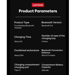 Lenovo LP2 Pro TWS Bluetooth 5.4 Earbuds Hvid &ndash; Tr�dl�se In-Ear H�retelefoner