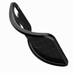 iPhone XS Max, TPU Case (Litchi Texture) i Sort