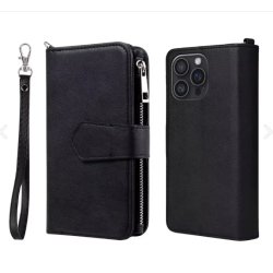 iPhone 12 / 12 Pro, Luksus ldercover med plads til 8 kreditkort (Brun)