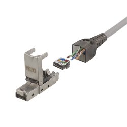 RJ45 plug Cat6A, tool-less, metal (Skrmet)