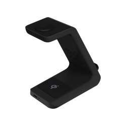 3-i-1 Tr�dl�s Oplader Stand 15W &ndash; Qi Oplader til Smartphone, Apple Watch & H�retelefoner