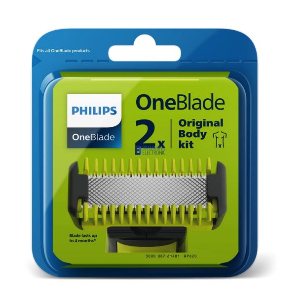 Philips OneBlade, barberblade til kroppen (2 stk. pakke m. hudbeskyttelse og kropskam)