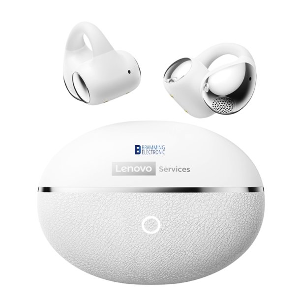 Lenovo RS110 OWS Open-Ear Bluetooth 6.0 Earbuds Hvid &ndash; Tr�dl�se Clip-On H�retelefoner med ENC